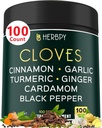 7in1 Clove Suplemento Rico en Vitaminas &amp; Minerales Soporta Digestión, Inmune &amp; Heart Health con canela, Turmeric, Ginger, Cardamomo, Ajo &amp; Black Pepper - 100 Vegan Capsules