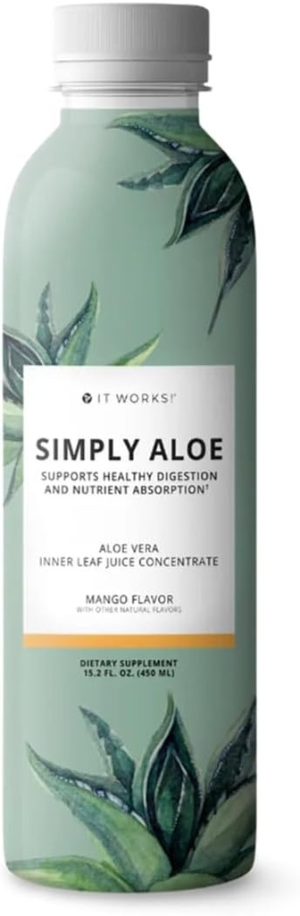 Funciona! Simplemente Aloe - Mango Flavor - 15.2 Fl Oz - Refreshing, Nutritious Drink - Aloe Vera Inner Leaf Juice Concentrate - Supports Healthy Digestion, Nutrient Absorption, and General Wellness