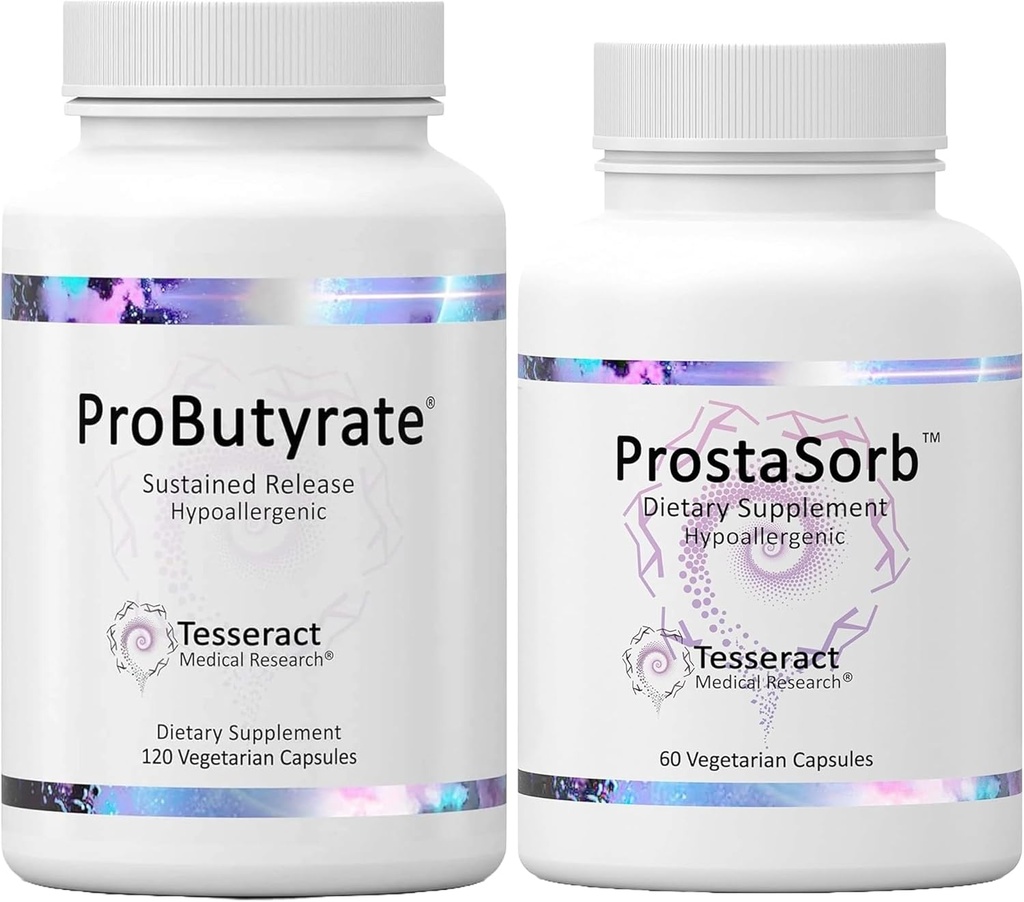 Tesseract Medical Research Optimal Gut & Prostate Bundle, Butyric Acid Complex Gastrointestinal y Prostate Suplemento