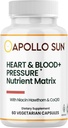 APOLLO SUN Heart and Blood+Pressure Supplement Nutrient Matrix with Hawthorn Extract, Niacin, and COQ10, 60 Vegetarian Capsules