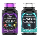 Complejo de magnesio triple 500mg (120 cápsulas) &amp; Magnesium Glycinate 300mg (90 cápsulas)