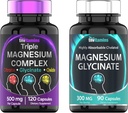 Complejo de magnesio triple 500mg (120 cápsulas) &amp; Magnesium Glycinate 300mg (90 cápsulas)