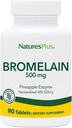 Natures Plus Bromelain - 500 mg, 90 Tabletas Vegetarianas - Enzima Proteolítica Natural Suplemento- Sin gluten - 90 Servimientos