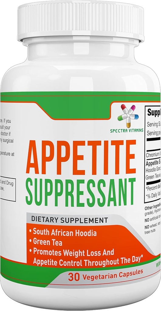 Appetite Suppressant 30 Capsules - S. African Hoodia and Green Tea Extract Control Appetite, Support Weight Loss, Increase Energy and Metabolism, Made in USA