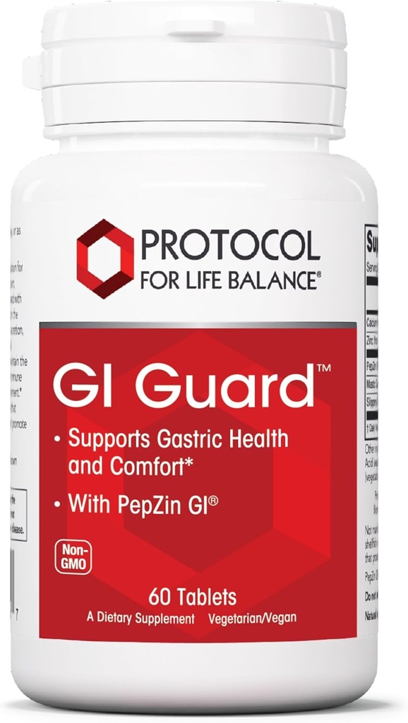 PROTOCOLO PARA LA VIDA BALANCE GI Guard - para la salud gástrica &amp; Comfort - con PepZin GI - para la salud de Gut Digestivo - No GMO & Vegan - 60 Tablets