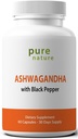 PureNature Ashwagandha con Black Pepper Extracto 60 cápsulas de verduras