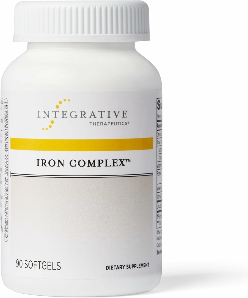 Terapéutica Integrativa Complejo de Hierro - Bienestar &amp; Energía Soporte con Vitaminas C &amp; B12* - Incluye Folate - Sin gluten &amp; sin lácteos - 90 Softgels (45 Servimientos)
