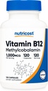 Nutricost Vitamina B12 (Methylcobalamin) 1000mcg, 120 cápsulas - Vegetariano, No GMO &amp; Gluten Suplemento B12