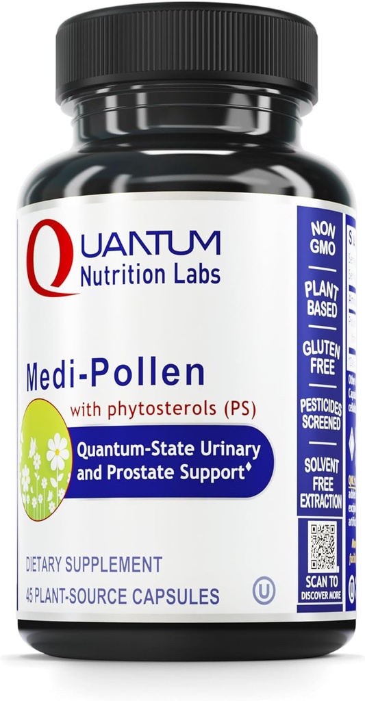 QNL Quantum Medi-Pollen - Suplemento de Salud de los Hombres - Apoyo a la salud de la próstata y el tracto urinario - Vegan Urinary Health Supplement - 45 Plant-Source Capsules