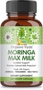 Organic Veda Moringa Max Milk Lactation Supplement (120 Capsules) - 1800mg Super Strength Organic Vegan Complex with Fenugreek, Milk Thistle, Moringa Leaf & Seeds for Breastfeeding Milk Supply