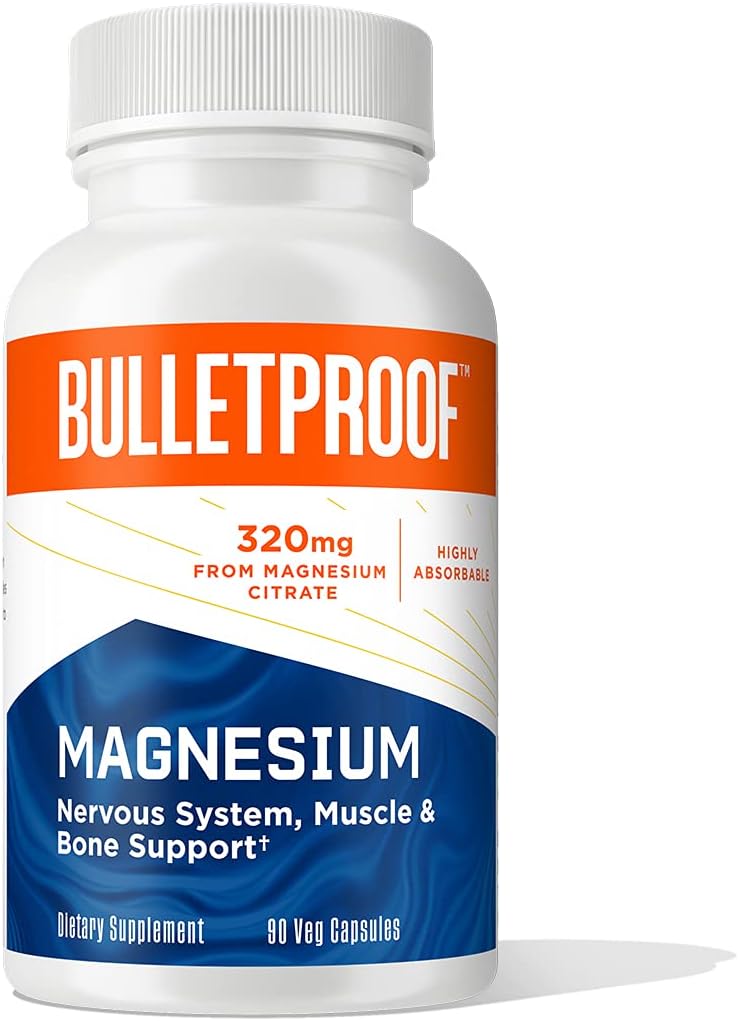 Capsulas de magnesio a prueba de balas, 90 Cuenta, Suplemento para Nervous System, Muscle y Bone Support