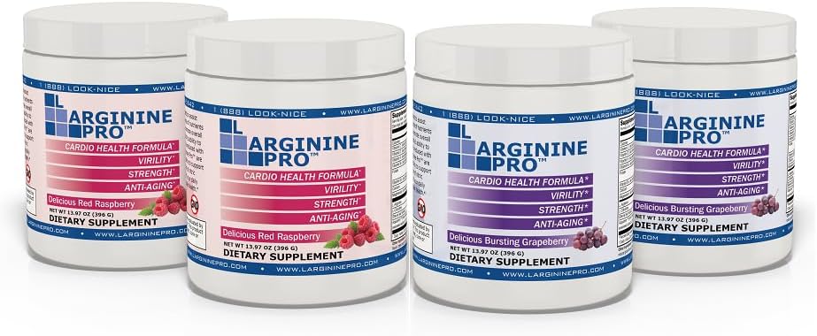 L-ARGININE PRO Ø 5.500mg L-Arginine Plus L-Citrulline 1,100mg Raspberry &amp; Grape Powder Drink Mix Suplemento para el aumento de la producción de óxido nítrico