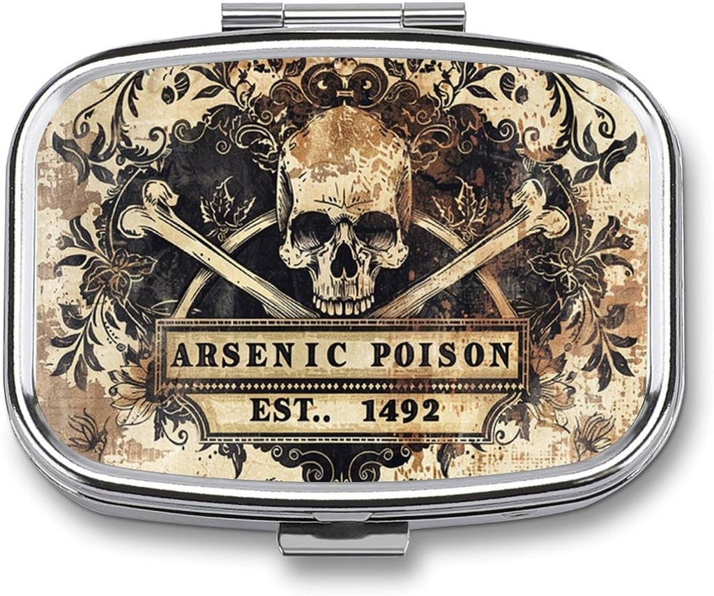 Metal 2 Organizador de píldoras Organizador Travel Friendly Portable Compact Pill Box Cute Pill Case to Hold Vitamins,Fish Oil,Supplements,Meds,Tablet for Purse,Pocket. (1492.)