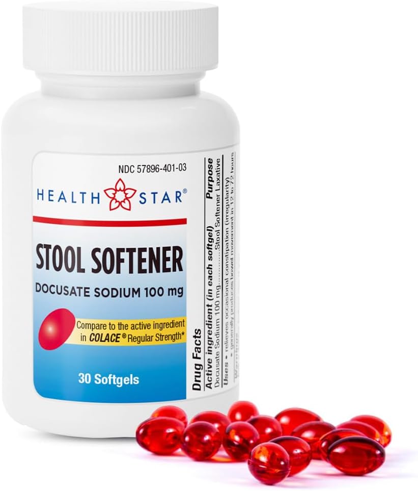 GeriCare Stool Softener Docusate Sodium 100 mg, Laxative, 30 Cuenta (Pack of 1)