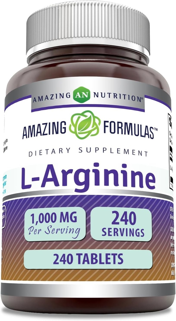 Amazing Formulas L-Arginine 1000mg Tablets ← Amino Acid Suplemento para Mujeres &amp; Hombres Silencio No-GMO Silencio Gluten Free TEN Made in USA (240 Conde)