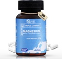 Magnesio Complejo Triple 300mg ← Alta Absorción Magnesio Glycinate, Citrato &amp; Malate Suplemento Silencioso Apoyo Función muscular, Metabolismo & Heart Health ← Vegan, Non-GMO tención 90 Capsules (Pack of 1)