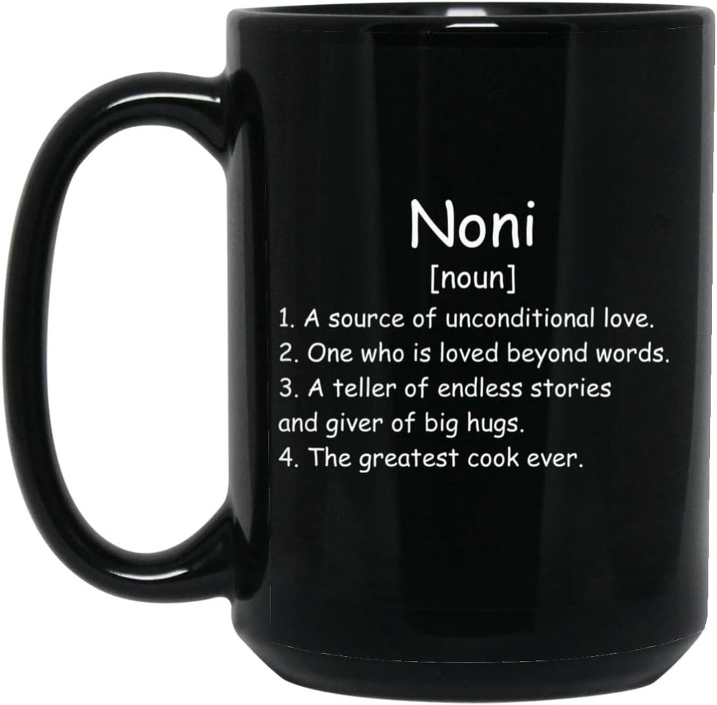 Noni Noun Coffee Mug (Negro) - Noni Definition Mug - Regalo para Noni - Regalos de cumpleaños para Noni - Regalos de Noni - Regalos de día de las madres - Regalos de Navidad 15oz