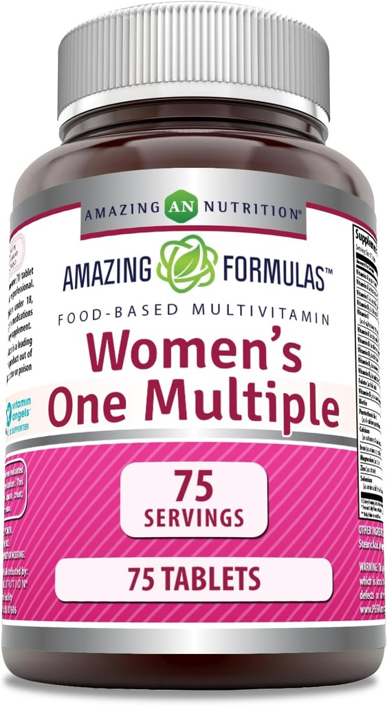 Fórmulas Asombrosas Mujer Una Múltipla tóxica Base Alimentaria tóxica Suplemento  Perfect Blend of Vitamins, Minerals, 25 Millones de probióticos CFU &amp; enzimas basadas en alimentos (1 Pack, 75 Cuenta)