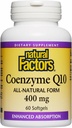 Factores naturales Coenzima Q10 - Apoyo al Antioxidante Suplementos Soportes Producción de energía celular - Ausorción mejor Ayuda Función cardíaca saludable - 400 mg, 60 Softgels (60 Serviciones)