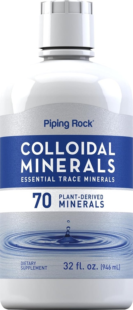 Piping Rock Colloidal Minerals Liquid | 32 fl oz | with 70 Plant-Derived | Essential Trace Supplement | Unflavored | Vegetarian, Non-GMO, Gluten Free