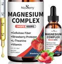 Magnesium Glycinate Liquid 400mg, High Absorption Magnesium Complex supplemen with Vitamin B6, D, C to Support Sleep, Muscle, Nerve Health, Non-GMO Gluten Free Vegan (2 Fl Oz/Strawberry)