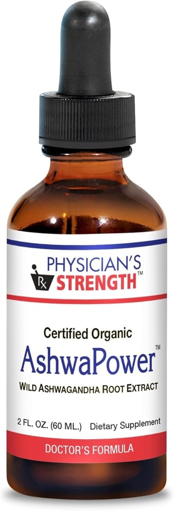Physician's Strength AshwaPower - 2 fl oz - Wild Ashwagandha Root Extract - Supports Global Health & Energy - 86 Servings