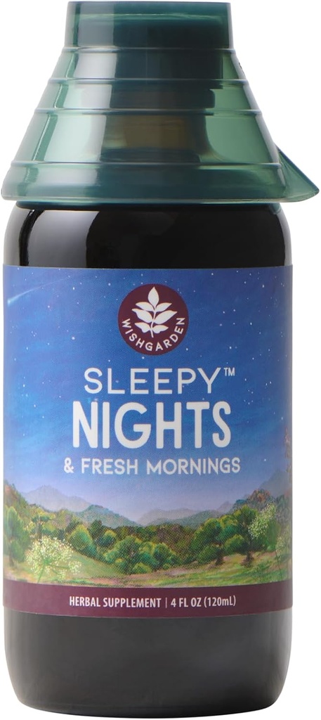 WishGarden Herbs Sleepy Nights & Fresh Mornings - All-Natural Herbal Sleep Aid Tincture, Organic Sleep Supplement with Passionflower, Hops and Scullcap, Supports Deep Sleep & Healthy Sleep Cycles, 4oz