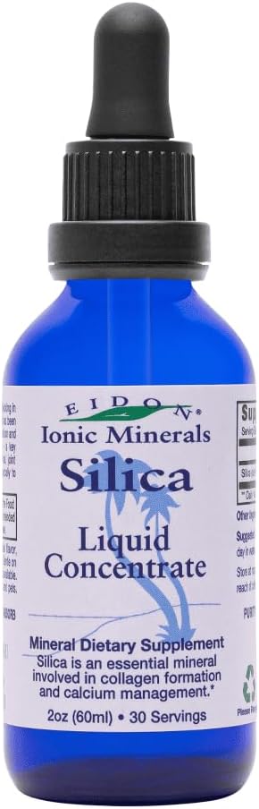 Concentrado mineral de sílice líquido de Eidon - Suplemento de sílice para el cabello, la piel y las uñas, gotas para apoyar la producción de colágeno, ayuda a manejar el calcio, no azúcar añadido - 2 oz
