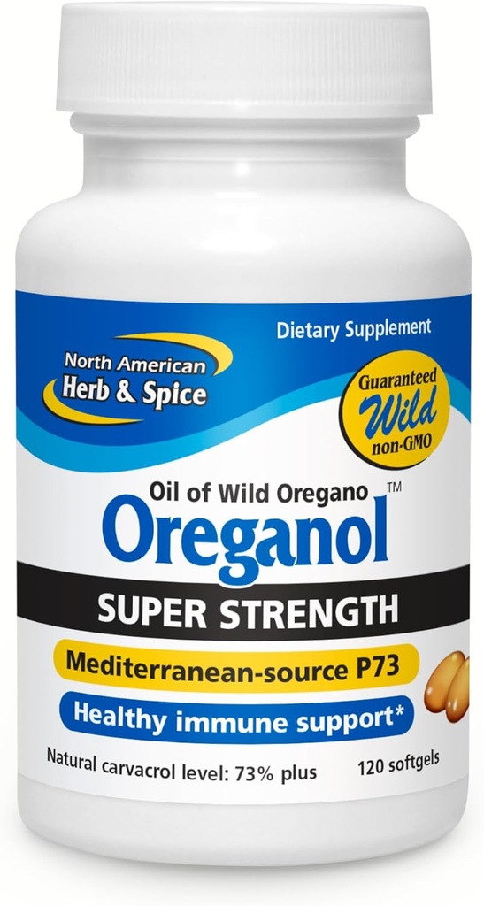 NORTH AMERICAN HERB &amp; SPICE Super Strength Oreganol P73, 120 Softgels - Immune System Support - Vegan Friendly Wild Oregano - Non-GMO - 120 Servings