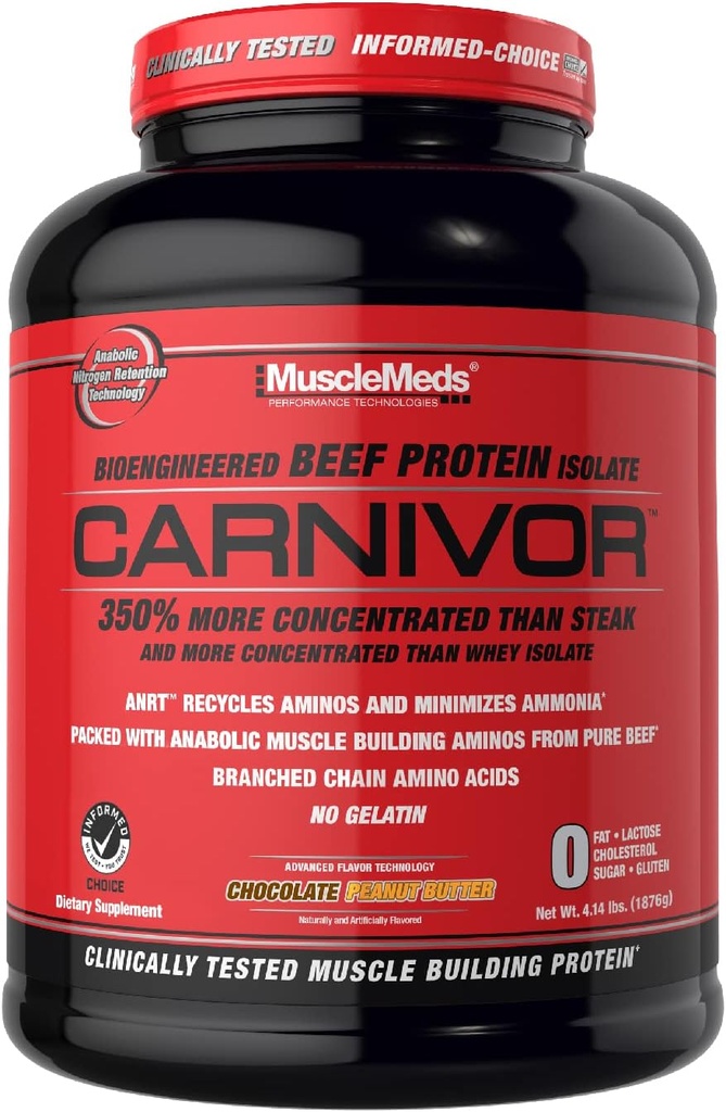 MuscleMeds Carnivor Beef Protein Isolate Powder, Chocolate Peanut Butter, 4.14 Pound