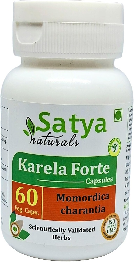 Bitter Melon Forte Capsules 500 mg. 60 Veg. Capsule TEN Karela (Momordica Charantia) Extracto Capsules para Hombres y Mujeres ANTE Ayurvedic Herbal Suplemento/Remedios ANTE 10:1 Forte (1 Botella de 60 cápsulas)