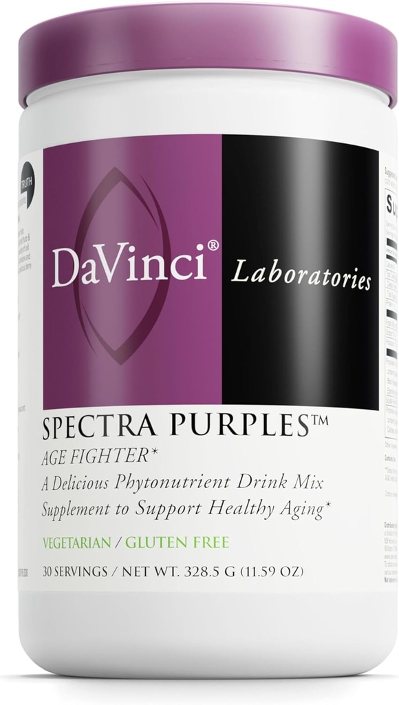 DAVINCI Laboratorios Espectra Púrpuras - Suplemento Polvo con Antioxidantes Apoyos Envejecimiento saludable* - Fruta, Vegetal &amp; Extracto Herbal Suplementos Ayudas Cerebro &amp; Salud Inmunitaria* - 30 Actuaciones (328,5 g)