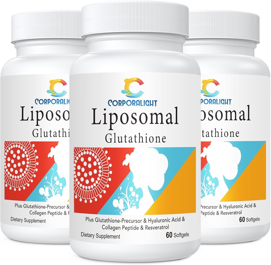 Liposomal Glutathione Softgels, Ausorción Mejorada - Entrega Liposomal, Forma activa L-Glutathione, Celular, Función Inmune " Detox Hígado, Rico en Fórmula Antioxidante, Gluten Free, 180 Softgels