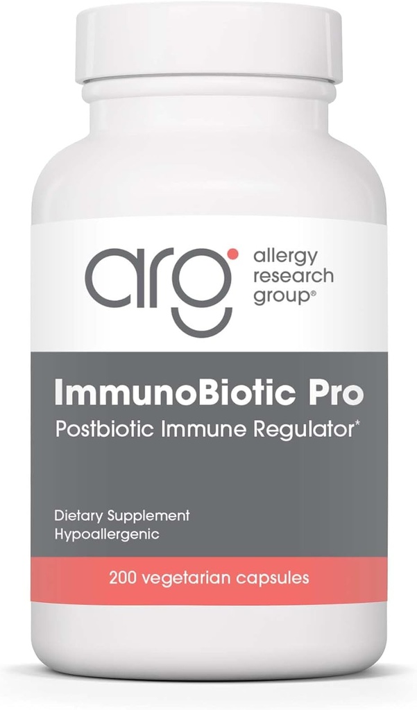 Allergy Research ImmunoBiotic Pro Supplement - Lactobacillus Rhamnosus Lysate Powder 75mg, Regulador Inmunobiótico, Apoyo Inmunitario, Vegetarian Capsules - 200 Conde