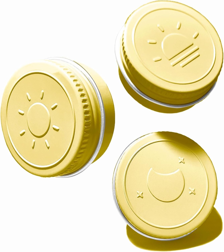 Extra Small Single Pill Box for Purse (3 Pack), Aluminio Screw Top Pill Container, 3 veces al día Portable Waterproof Single Pill Case for Vitamins, Fish Oils, Supplements (Light Yellow)