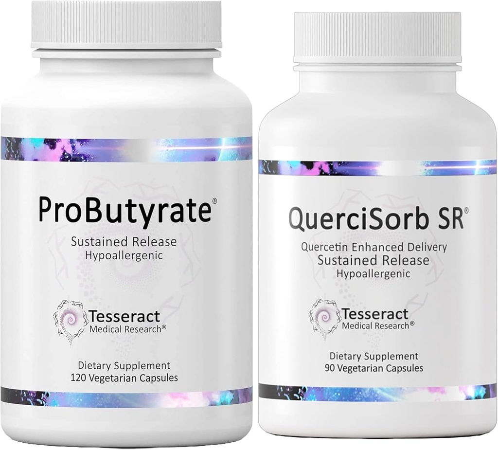 Tesseract Gut &amp; Immune Support Bundle – ProButyrate 600mg & QuerciSorb SR Quercetin 400mg, 120 + 90 cápsulas, Gastrointestinal &amp; Salud Inmune, Hypoallergenic