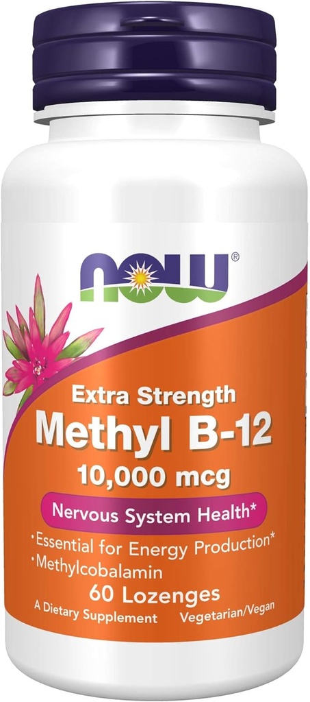 AHORA Suplementos de alimentos, Metil B-12 (Metilcobalamina) 10,000 mcg, Nervous System Health*, 60 Lozenges