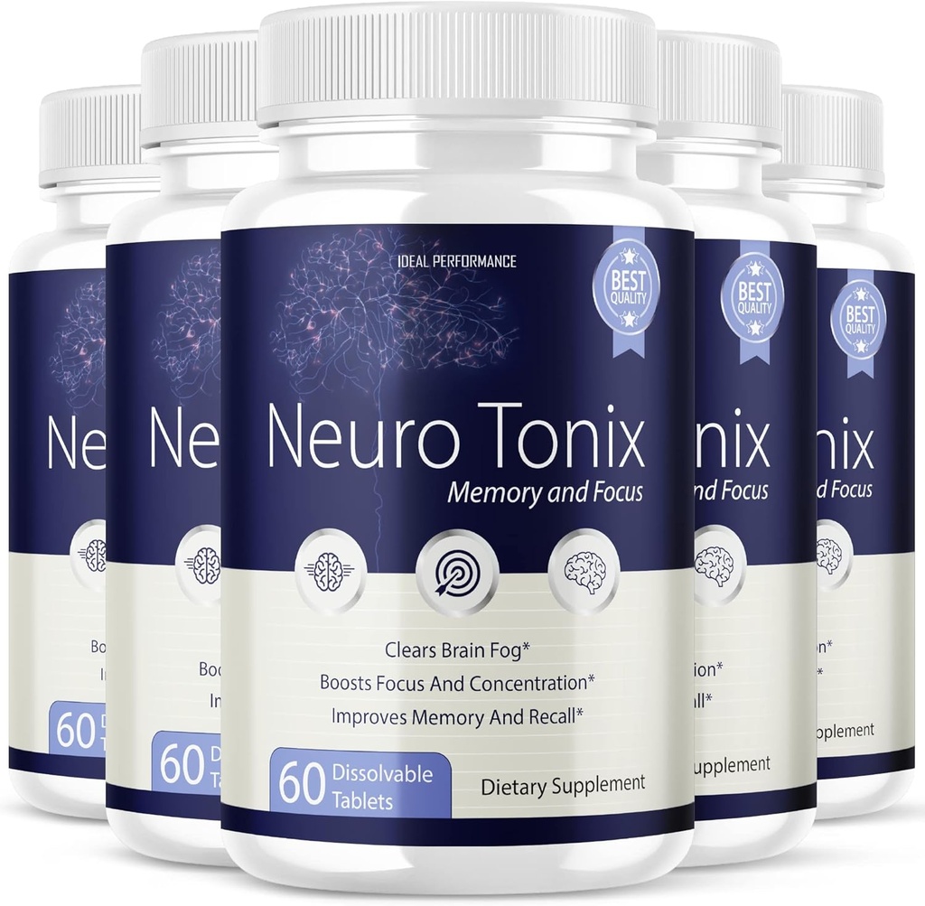 (5 Pack) Neurotonix Memory Supplement - Official Formula - Neuro Tonix Memory Tablets for Focus and Memory, Neruotonix Brain Supplement Pills, Neuro Tonix Advanced Formula Maximum (300 capsules)