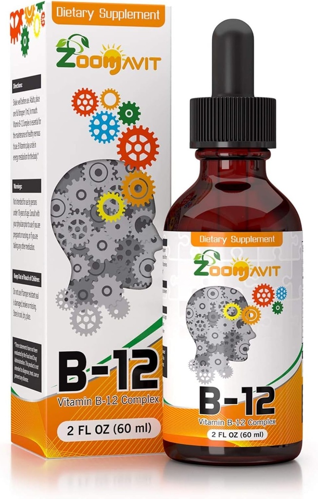 Vitamina B Complejo gotas líquidos con absorción rápida - Super B Complejo líquido vitaminas B2, B3, B5, B6 &amp; B12 - Natural Energy Boost, Mental Focus &amp; Healthy Immune System