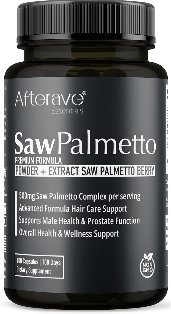 Saw Palmetto Premium, Scalp Health for Optimal Hair Growth, Follicle Strength, Hair Loss Protection, Prostate and Urinary Health and General Male Immune Support