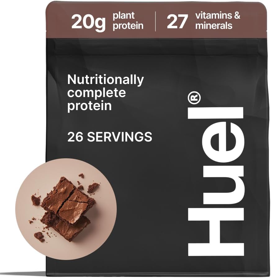 Huel Vegan Protein Powder ← Chocolate Fudge Brownie ← Nutrición completa tención 20g Protein Powder ← 100% Plant-Based tención 27 Vitaminas &amp; Minerals, Gluten Free, Non-GMO, Lactose Free ← 26 Servings