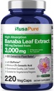 NusaPure Banaba Leaf 20:1 Extract, 150 mg Equivalent to 3,000mg Veg Caps, 220 Days Supply (Non-GMO & Vegan) 2% Corosolic Acid
