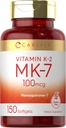 Carlyle Vitamin K2 MK7 100 mcg TEN 150 Softgels TENIDO Non-GMO, Gluten Free Supplement