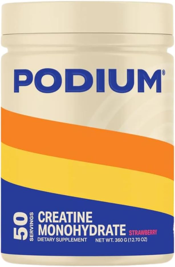 Nutrición de Podio, Solos ← Monohidrato de Creatina, 50 Servimientos, Fresa, Rendimiento Atlético Boost