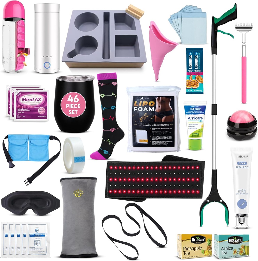 Ultimate Tummy Tuck Recovery Kit con Scar Care Red Light Therapy Wrap - Premium Post-Op Supplies y debe tener esenciales para Mami Makeover ← Abdominoplasty