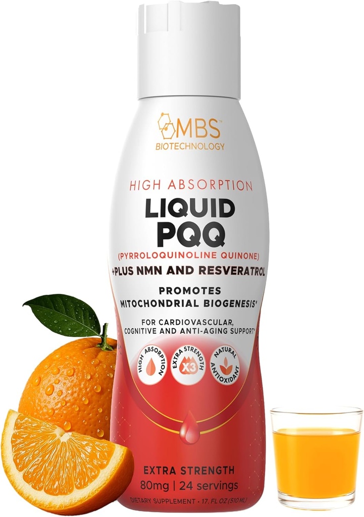 17oz 80mg PQQP líquido Superior Altamente Absorbable Pirroloquinolina Quinona para Mitocondria Energía y Antioxidantes. 24 Serviciones. Apoya la salud cardíaca y la función cognitiva.