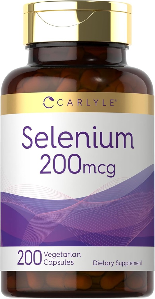 Carlyle Yeast Free Selenium Supplement | 200mcg | 200 Capsules | Vegetarian, Non-GMO, and Gluten Free Mineral Formula | L-Selenomethionine | Value Size