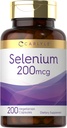 Levadura de Carlyle Suplemento de Selenio Gratis TEN 200mcg ANTE 200 Capsules TEN Vegetarian, Non-GMO, y Gluten Fórmula Mineral Libre ANTE L-Selenomethionine ANTE Valor Tamaño
