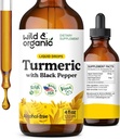Tintura de Turmérico Salvaje y Orgánica - Curcumina Turmérica con Extracto de Pepper Negro - Suplemento de Apoyo a la Movilidad - Gotas Líquidas de Cucumina - Vegan, Azúcar &amp; Sin Alcohol - 4 fl oz