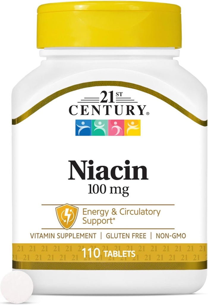 21st Century Niacin Tablets, 100 mg, 110 Count